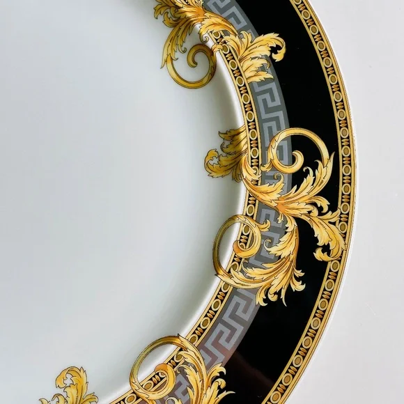 Versace x Rosenthal Prestige Gala Black Gold Silver Pattern Dinner Plate 10.5" - Picture 7 of 12